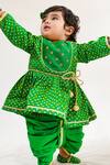 Buy_Tiber Taber_Green 100% Cotton Bandhani Angrakha Kurta And Dhoti Pant Set _at_Aza_Fashions