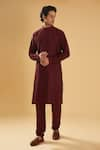 Buy_Raghavendra Rathore Blue_Maroon Kurta - And Chudidar - Cotton Full Sleeve Set _at_Aza_Fashions