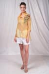 Buy_Seesa_Yellow Organza Silk Plain Applique Shirt Collar Sheer Side _at_Aza_Fashions