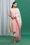Buy_Banana Labs_Pink Cotton Round Neck Stripe Pattern Kurta And Pant Set _at_Aza_Fashions
