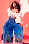 Buy_Esha L Amin_Multi Color Viscose, Crepe Beads, Sequins Building Print Flared Pant _at_Aza_Fashions