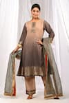 Buy_The Home Affair_Brown Pure Chanderi Real Zari Boat Banarasi Weaving Kurta Set _at_Aza_Fashions