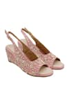 Buy_Veruschka by Payal Kothari_Pink Zardozi Embroidered Chikara Wedges _at_Aza_Fashions