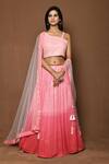 Buy_Khwaab by Sanjana Lakhani_Pink Sequined Ombre Lehenga Set_at_Aza_Fashions