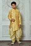 Buy_Petite Pomme_Yellow Polyester, Silk Paisley Pattern Kurta And Patiala Pant Set _at_Aza_Fashions
