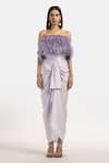 Buy_431-88 By Shweta Kapur_Purple Satin Samara Draped Skirt _at_Aza_Fashions