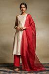 Buy_Weaver Story_Beige Dupatta Organza, Handwoven Pure Chanderi, Kurta Lining Cotton Set _at_Aza_Fashions