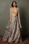 Buy_RI.Ritu Kumar_Grey Blouse Silk And Zari & Embroidery Floral & Hasika Lehenga Set _at_Aza_Fashions