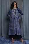 Buy Krishna Mehta Blue Chanderi Block Print Bandhej Round Tunic at Aza Fashions Buy_Krishna Mehta_Blue Chanderi Block Print Bandhej Round Tunic _at_Aza_Fashions