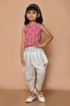 Buy_Pankhuri by Priyanka_Pink Cambric Cotton Printed Paisley Short Kurta And Dhoti Pant Set_at_Aza_Fashions