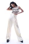 Buy_Aroka_Off White Vegan Mashru Elsa Straight Fit Trousers _at_Aza_Fashions