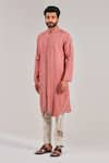 Buy_Shreyansh Designs_Brown Cotton Linen Kurta _at_Aza_Fashions