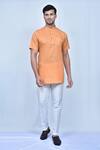 Buy_Khwaab by Sanjana Lakhani_Orange Kurta Cotton Plain Short Set_at_Aza_Fashions