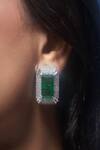 Buy_Mozaati_Green Stone Edith Embellished Ear Studs _at_Aza_Fashions