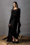 Buy_AK-OK_Black Silk Embellished Cape Dupatta Top And Skirt Set With Embroidered  _at_Aza_Fashions