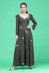 Buy_Raasa_Green Crepe Embroidered Sequin And Thread Work Tulip Flared Jumpsuit  _at_Aza_Fashions