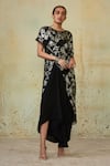 Buy_Style Junkiie_Black Embroidered Georgette Asymmetrical Wrap Tunic  _at_Aza_Fashions