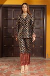 Buy_Safaa_Black Moonga Silk Woven Floral Jaal Pattern Notched Nadira Blazer And Pant Set _at_Aza_Fashions