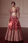 Buy_Mrunalini Rao_Pink Silk, Organza Zari, Cherry Blossom Neya Bridal Lehenga With Blouse _at_Aza_Fashions
