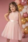 Buy_Darleen Kids Couture_Pink Net, Taffeta Pearls Ivy Flared Dress _at_Aza_Fashions