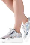 Buy_Anaar_Silver Disco 22 Classic Geometric Pattern Sneakers _at_Aza_Fashions