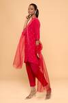 Buy_MAYU KOTHARI_Red Satin Modal Hand Embroidered Jute Tassels Patiala Pant  _at_Aza_Fashions