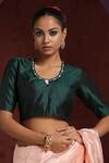 Buy_Weaver Story_Green Mashru Silk Hand Embroidered Zardozi U Neck Neckline Blouse _at_Aza_Fashions