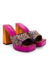 Buy_Anaar_Multi Color Faux Leather Sunset Rhinestone Embellished Platform Heels_at_Aza_Fashions