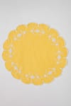 Buy_Table Manners_Yellow Linen Thread Embroidered Dahlia Scalloped Edge Napkins 6 Pcs Set _at_Aza_Fashions