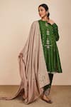 Buy_Sue Mue_Green Tussar, Georgette, Silk Patchwork, Zari, Chetal Anarkali Salwar Set _at_Aza_Fashions