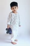 Buy_Charkhee_White Handloom Cotton Printed Block Night Suit Set_at_Aza_Fashions