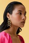 Shop_Esme by Aashna Dalmia_Yellow Swarovski Hanging Earrings _at_Aza_Fashions
