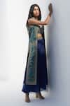 Buy_Nadima Saqib_Blue Embroidered Waistband Mirror Palazzo _at_Aza_Fashions