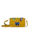 Buy_Aranyani_Yellow Hand Embroidered Threadwork Butterfly Crossbody Bag_at_Aza_Fashions