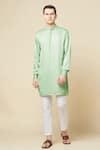 Buy_Spring Break_Green Cotton, Polyester Embroidery Straight Kurta _at_Aza_Fashions