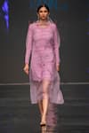 Buy_Ranng Label_Purple Organza And Lycra Tie & Dye High Neck Sheer Overlay & Dress _at_Aza_Fashions