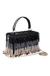 Buy_The Purple Sack_Black Embroidery Tassel Clutch _at_Aza_Fashions
