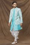 Buy_Arihant Rai Sinha_Blue Art Silk Woven Floral Layered Sherwani Set _at_Aza_Fashions