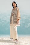 Buy_Ikai_Beige 100% Cotton Embroidery Applique And Cutwork Nile Pant  _at_Aza_Fashions