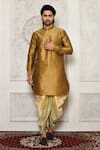 Buy_Arihant Rai Sinha_Cream Dupion Silk Swirl Panelled Pattern Cowl Pant _at_Aza_Fashions