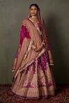 Buy_RI.Ritu Kumar_Pink Blouse And Lehenga Polyester Printed Paisley Leaf Neck Ashvika Bridal Set _at_Aza_Fashions