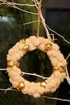 Buy_Amoliconcepts_Off White Chenille Yarn Pompoms And Iron Bells Wreath With _at_Aza_Fashions