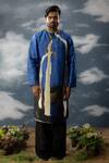 Buy_Saksham & Neharicka_Blue Silk Embroidery Abstract Print And Thread Kurta _at_Aza_Fashions