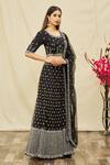 Buy_Khwaab By Sanjana Lakhani_Black Net Mirror Work Lehenga Set_at_Aza_Fashions