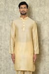 Buy_Aryavir Malhotra_Beige Cotton Silk Full Sleeve Solid Kurta _at_Aza_Fashions