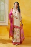 Buy_Basil Leaf_Beige Bamberg Satin Printed And Embroidered Floral Keyhole Round Neck Sharara Set _at_Aza_Fashions