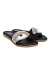 Buy_Kkarma_Black Embroidered Nazar Sliders _at_Aza_Fashions