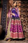 Buy_The Royaleum_Purple Anarkali- Upada Silk Printed Patola Colorblock With Dupatta  _at_Aza_Fashions