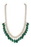 Shop_Riana Jewellery_Green Stone Pearl Embellished Mala _at_Aza_Fashions