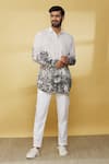 Buy MR. Ajay Kumar White Linen Embroidery Floral Print Shirt at Aza Fashions Buy_MR. Ajay Kumar_White Linen Embroidery Floral Print Shirt _at_Aza_Fashions
